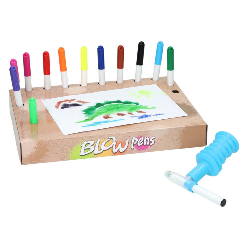 Blaaspennenset met pompje dinosaurus