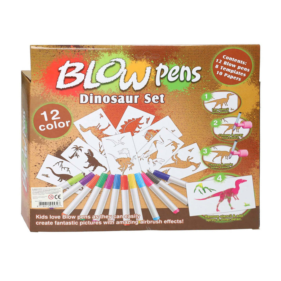 Lobbes speelgoed bv lobbes blaaspennen dinosaurus set met pompje en sjablonen.