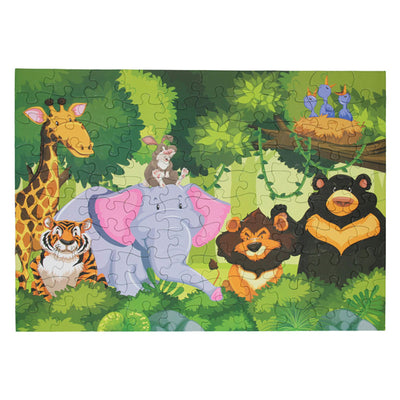 Vloerpuzzel wilde dieren groen, 100st.