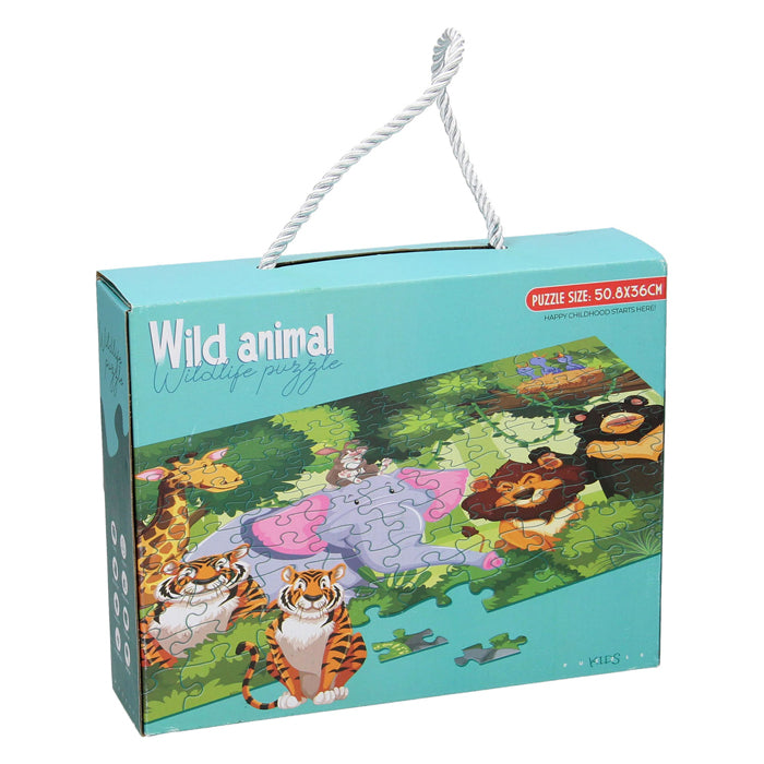 Vloerpuzzel wilde dieren groen, 100st.