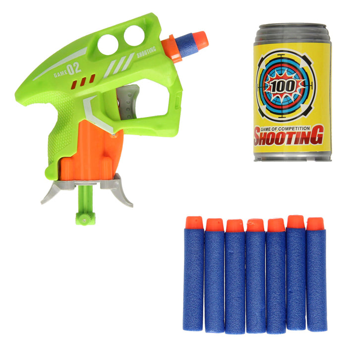 Lobbes pistool met foam pijltjes en blikjes targets