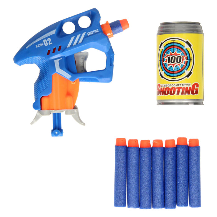 Lobbes pistool met foam pijltjes en blikjes targets