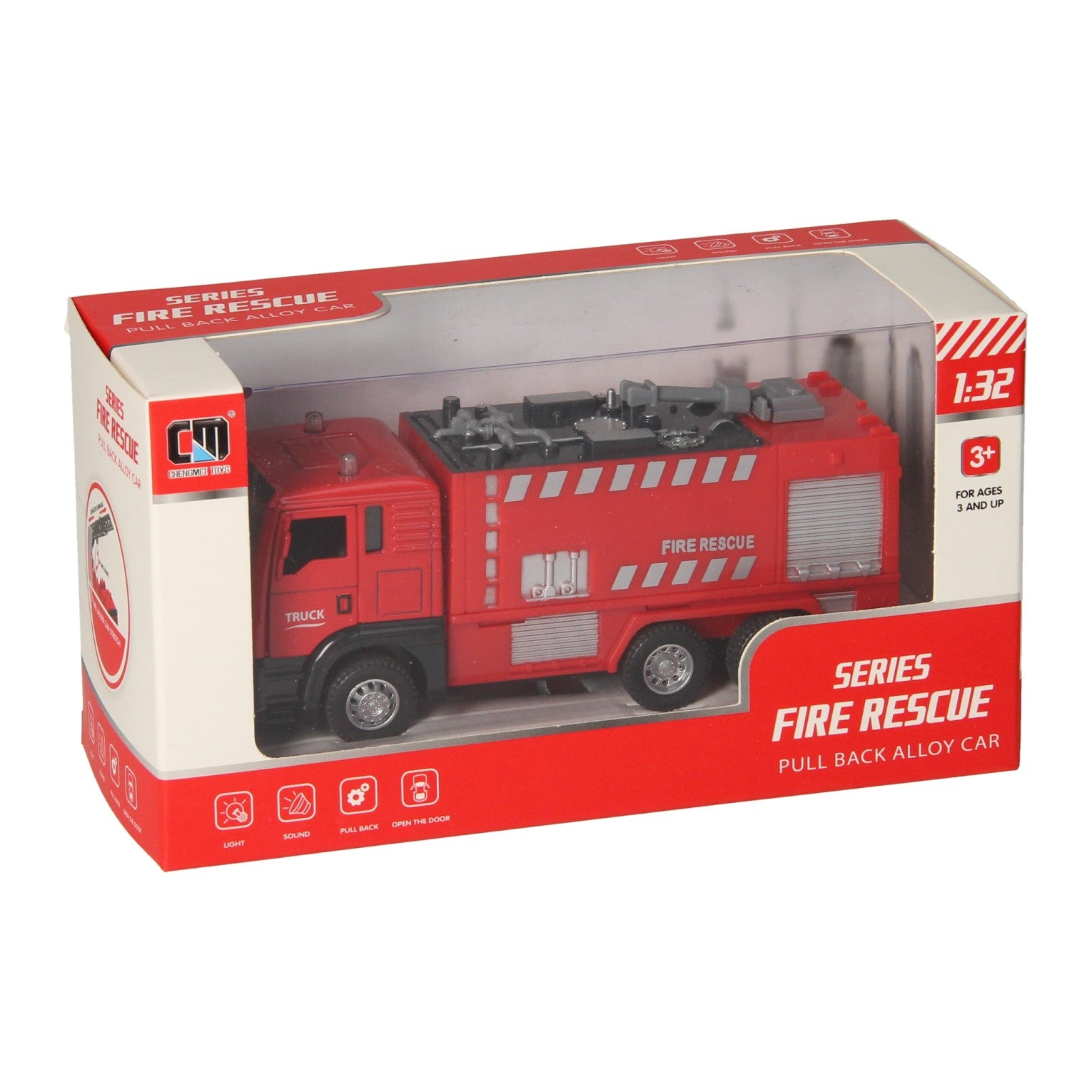 Pull-back brandweerwagen rood licht en geluid