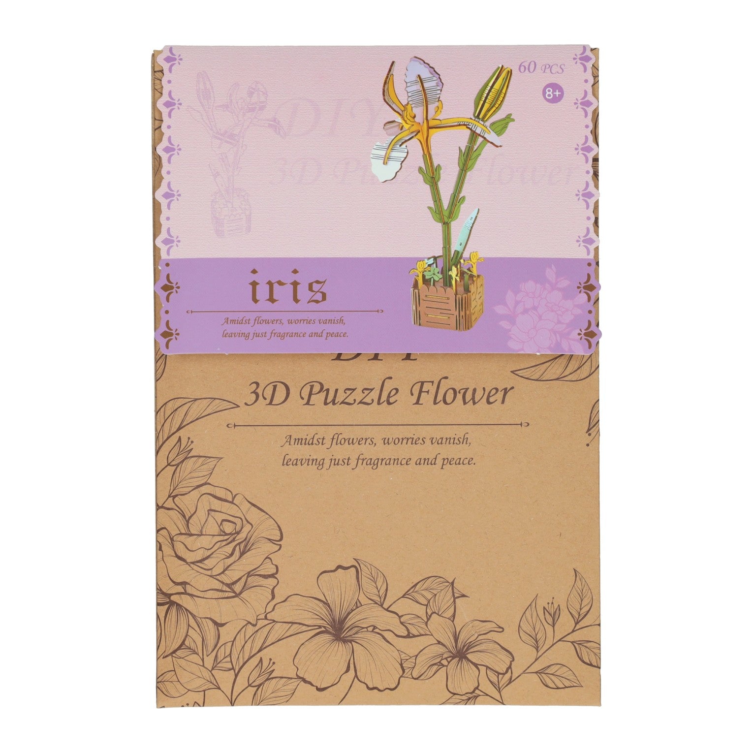 Lobbes speelgoed bv lobbes houten bouwpakket 3d iris bloemen 60-delig knutselset.