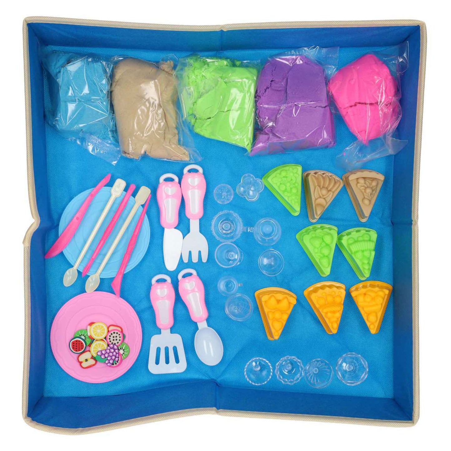 Speelzand taartjes toetjes met speelmat, 1kg