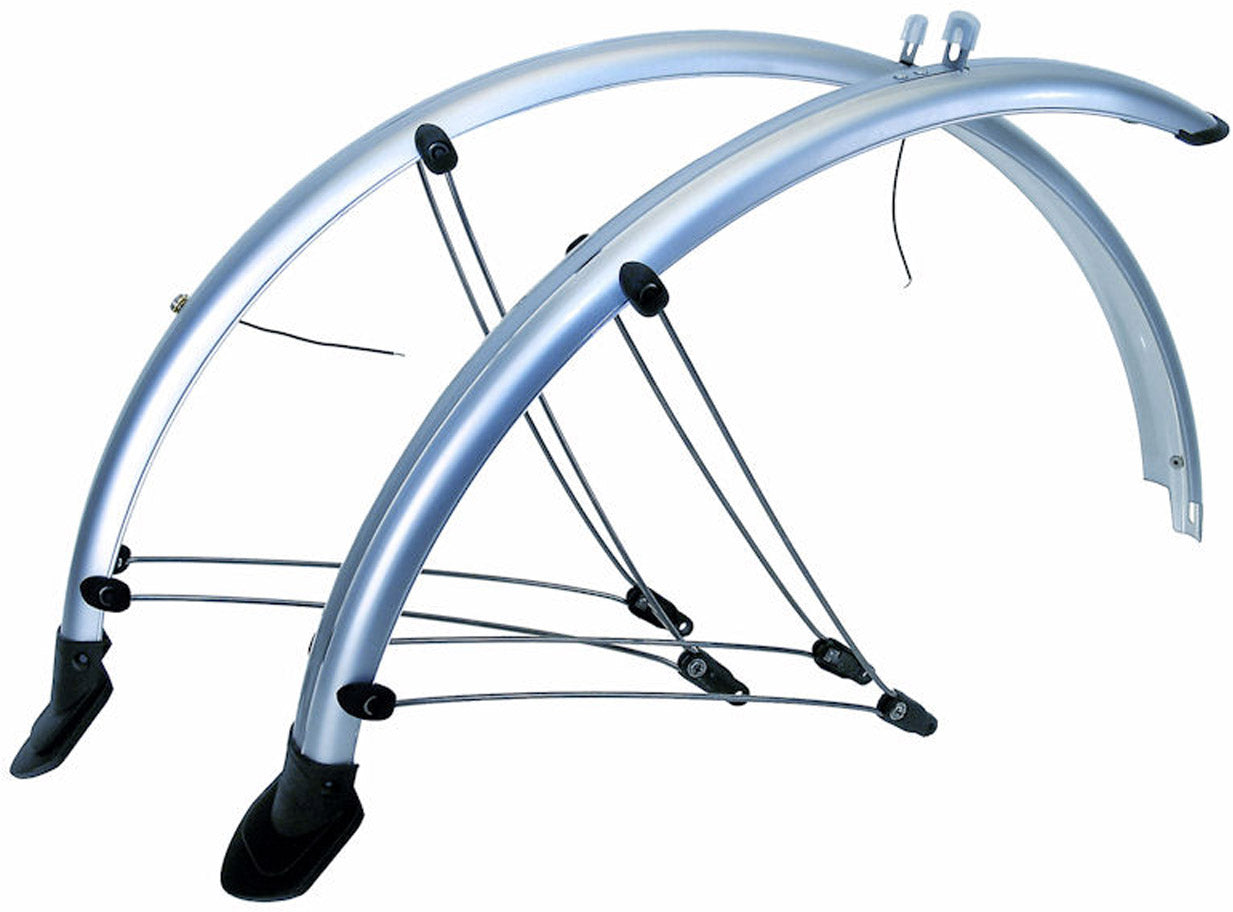 Spatbordset 28 pvc 45mm zilver met stroomkabelgeleiding