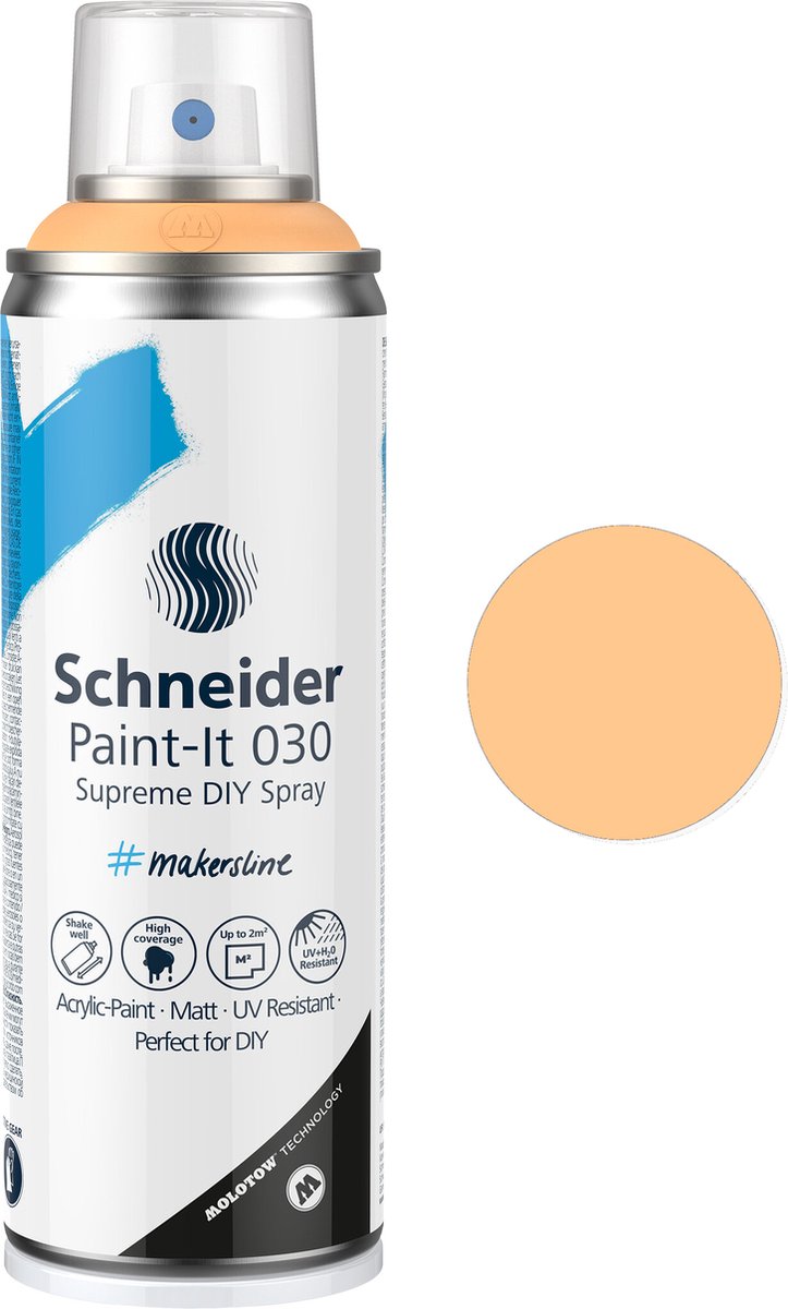 Schneider schrijfwaren schneider spuitbus verf - paint-it 030 - diy spuitverf - acrylverf - 200ml - abrikoos pastel - s-ml03052100