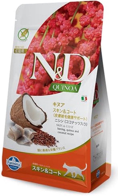 N d farmina quinoa skin coat - kattenvoer (droogvoer) - haring kokos - graanvrij - 300g