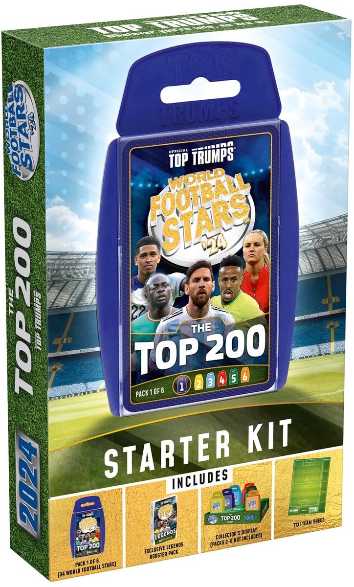 Winning moves top trumps box starter set - world football stars top 200 - pack 1 6 - engels