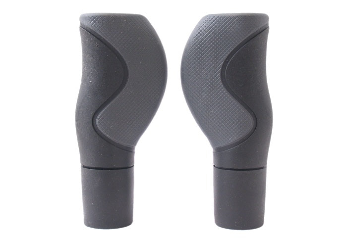 Ergonomisch handvatset - 2-componenten - 130 130mm - Zwart Grijs - Met snijrand - Bar-end dopje