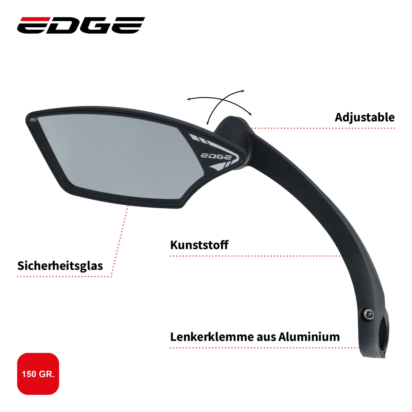 Edge Spiegel E-Bike Luxe met klem linkse montage