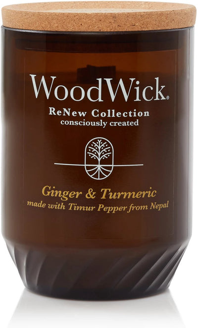 Woodwick renew medium geurkaars - ginger tumeric - 55 branduren