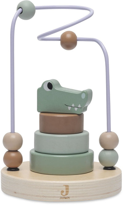 Jollein - houten spiraal - jungle jambo - croco - houten speelgoed - krokodil - met 6 kralen - 100% fsc
