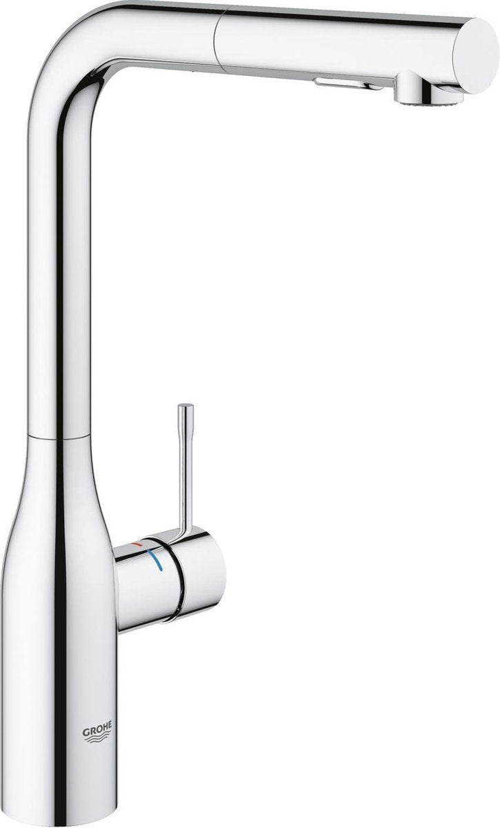 Grohe essence keukenkraan - hoge uitloop - 360° draaibereik - met uittrekbare handdouche en 2 straalsoorten - chroom