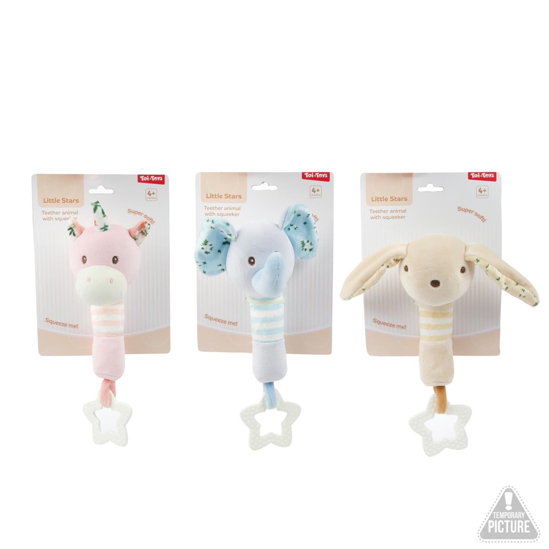 Toi-toys little stars baby rammelaar+bijtring 3 assorti
