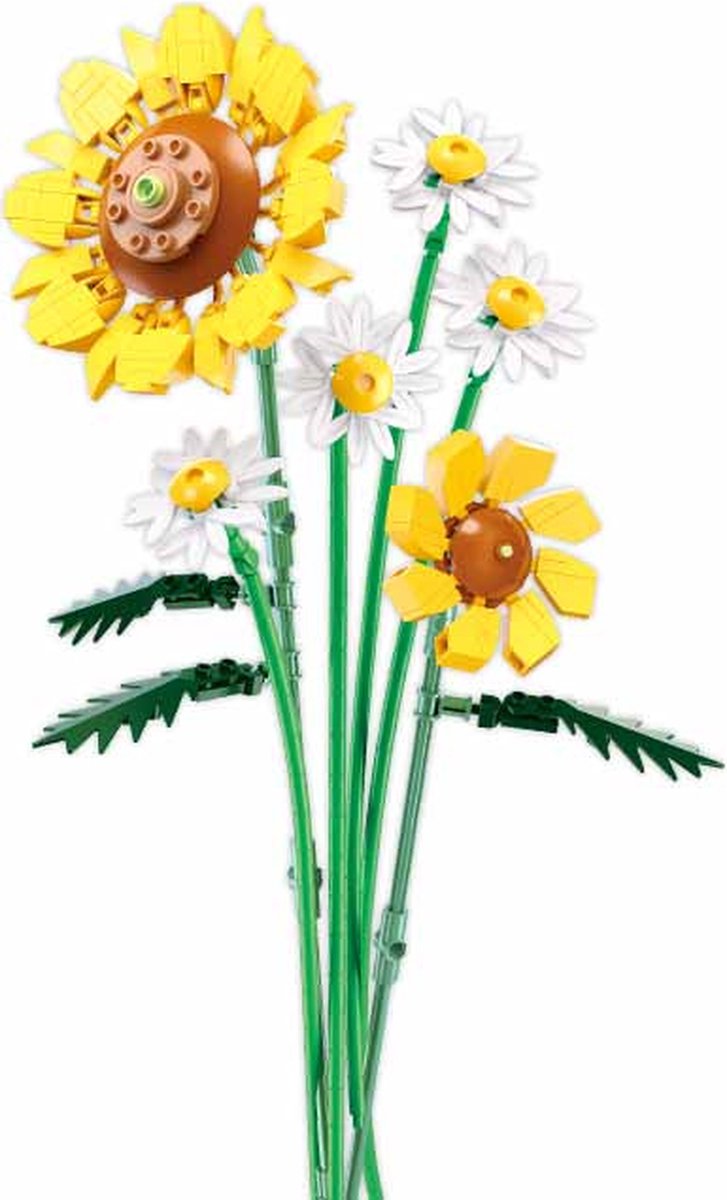 Sluban flowers zonnebloem bouwspeelgoed – constructiespeelgoed bloemen modelbouw – bouwdoos met 329 bouwstenen – m38-b1121a – vanaf 10 jaar