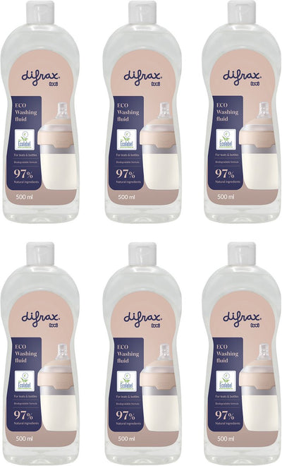 Difrax lovi eco afwasmiddel - 6 stuks - babyproducten - babyflessen, fopspenen - geurvrij - ph-neutraal