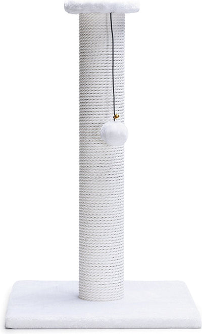 Beeztees serpa katten krabpaal - omwikkeld met touw - met balletje - wit - 35x35x60 cm