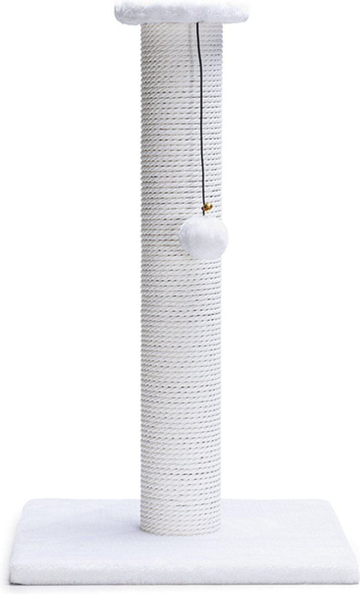 Beeztees serpa katten krabpaal - omwikkeld met touw - met balletje - wit - 35x35x60 cm