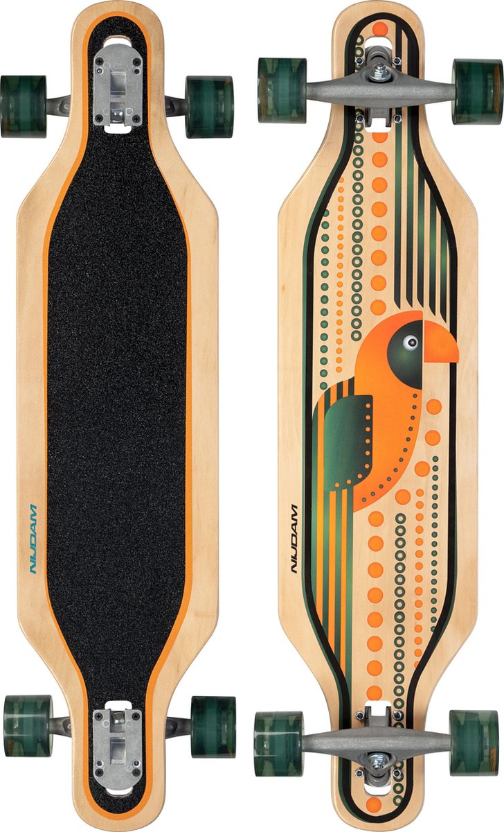 Nijdam longboard drop-through 36 - echo coco - hout - zwart oranje