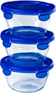 Pyrex - cook go schaal rond met deksel set van 3 stuks - borosilicaatglas - transparant -