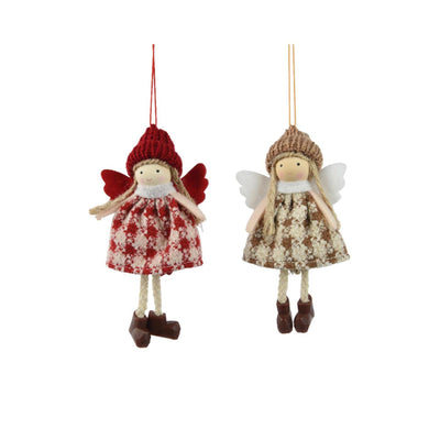Decoris kersthanger engel polyester 13x7x3cm