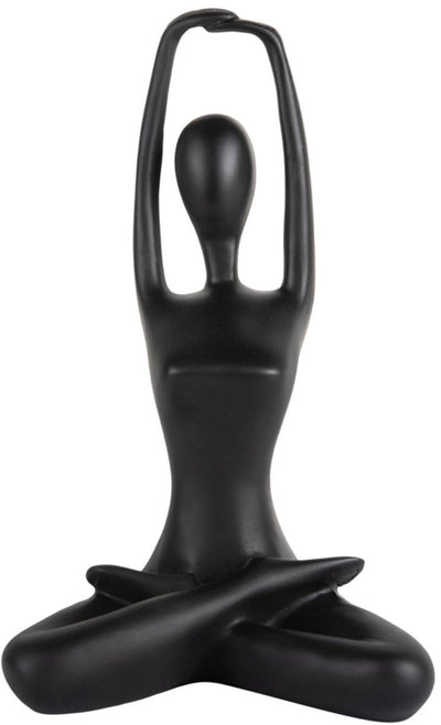Present time ornament stretched lotus - zwart - 14.5x12x23.5cm - modern - kunststof