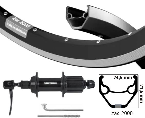 Kgs achterwiel 28 inch (622) zac2000 zwart cassette 8-9 sp zw uitval