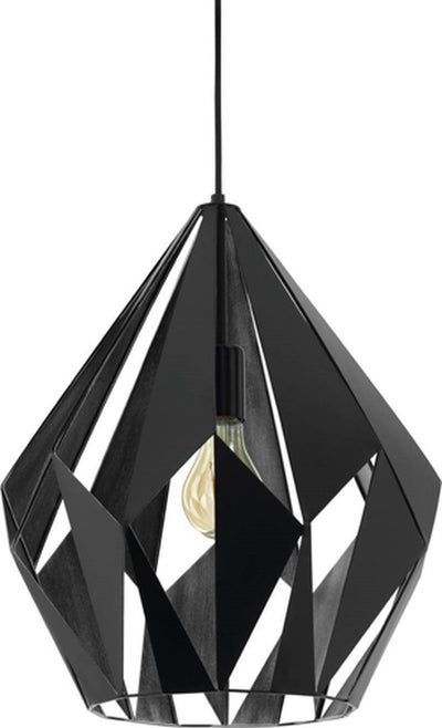 Eglo carlton 1 hanglamp - e27 - 38,5 cm - zwart zilver