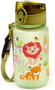 Puckator drinkfles kind - zooniverse - wilde dieren - pop top - ecozen - 17x6.5x6.5cm - 350ml