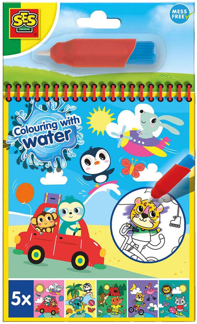 Ses creative kleuren met water - op reis met hervulbare waterstift - vanaf 1 jaar - kleurboek - knoeivrij - schoencadeautjes sinterklaas
