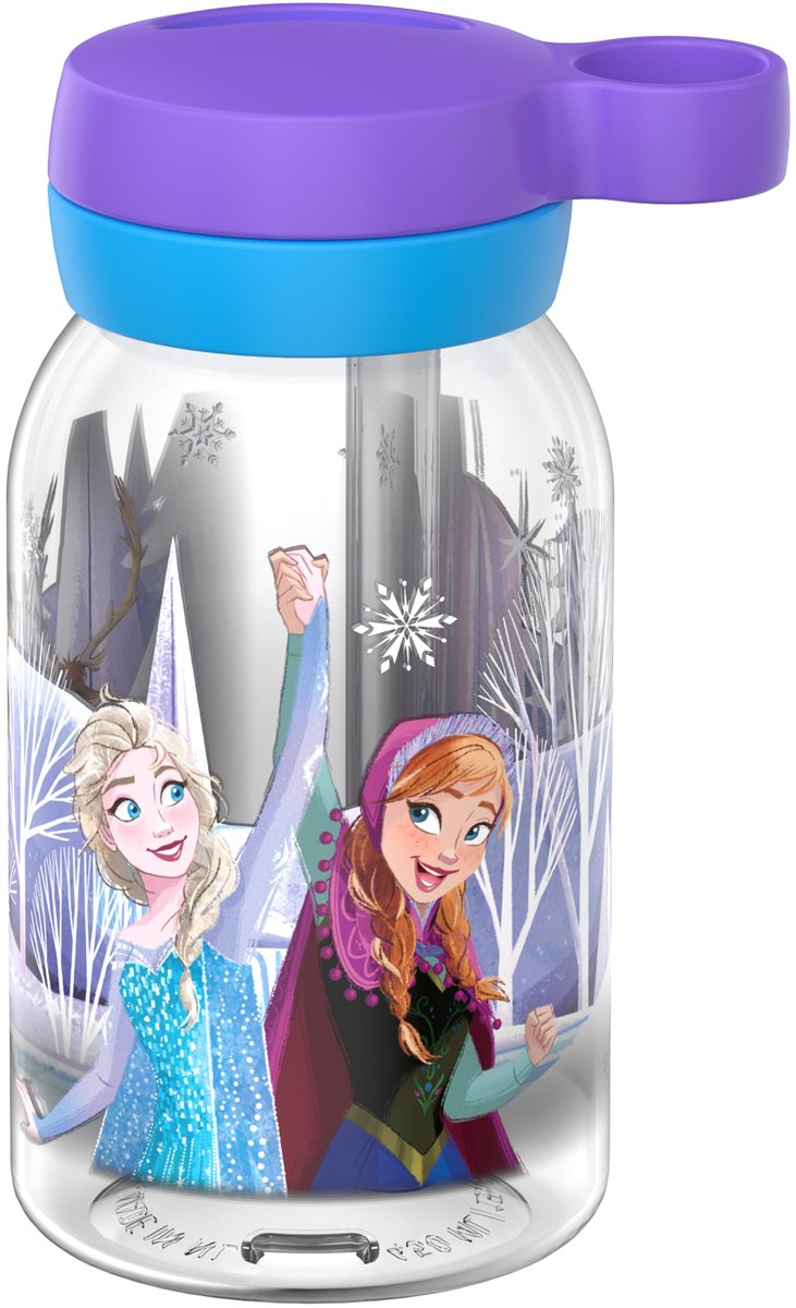 Mepal drinkfles met rietje campus - 450 ml - waterfles kinderen - lekdicht - hygiënische draaideksel - frozen friends