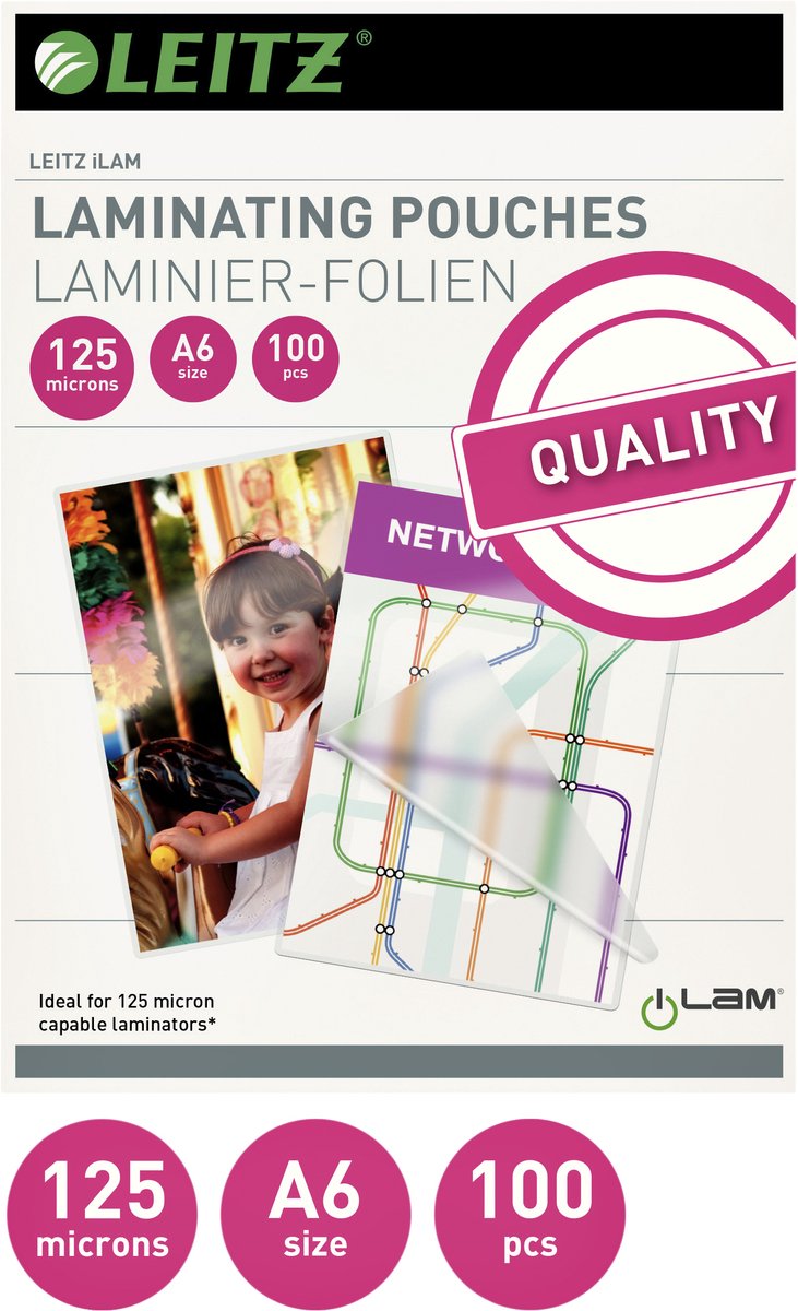 Leitz lamineerhoezen - a6 - 125micron - 100 stuks