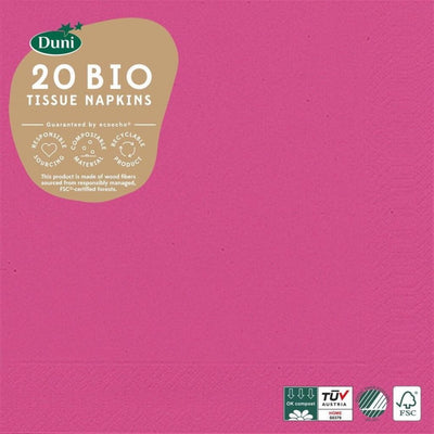 Duni servetten bio 3-laags 33 x 33 cm papier fuchsia 20 stuks