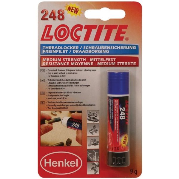 Loctite schroefbeveiliging 248 screw-on. stick 9g medium-strength