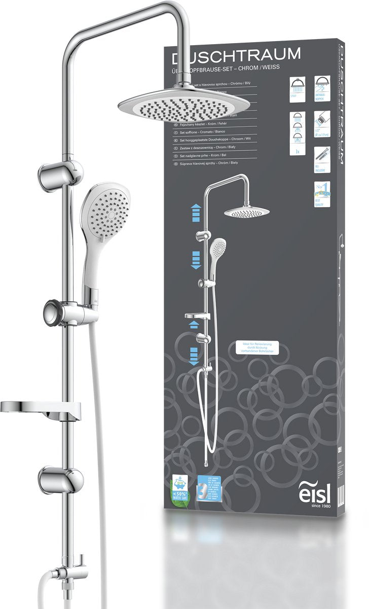 Eisl duschtraum hoofddouche set - chroom-wit