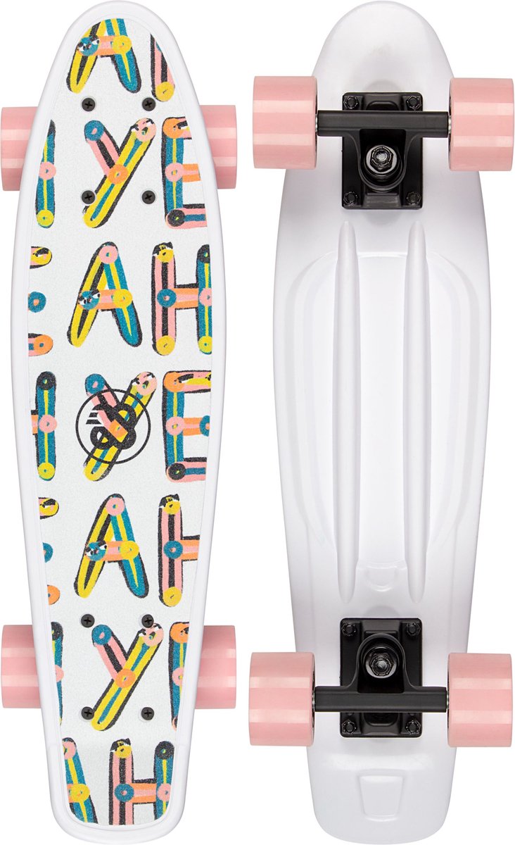 Nijdam flipgrip skateboard - high season - wit roze