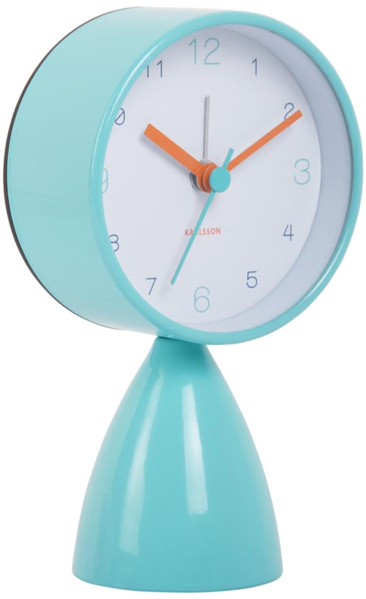 Karlsson wekker funky vibes - turquoise blue - 7.8x7.8x13.3cm - modern - wekker voor slaapkamer - wekkers