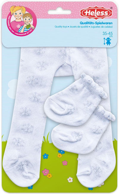 Heless poppenmaillot en sokken polyester wit zilver 28-35 cm