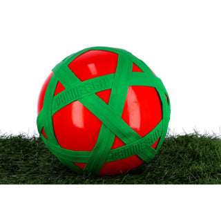 Rode crossbal met groene rubberband | 10 stuks