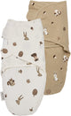 Meyco baby forest animals swaddle inbakerdoek - sand - 0-3 maanden - 2-pack