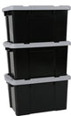 Iris powerbox opbergbox - 50l - kunststof - zwart grijs - set van 3