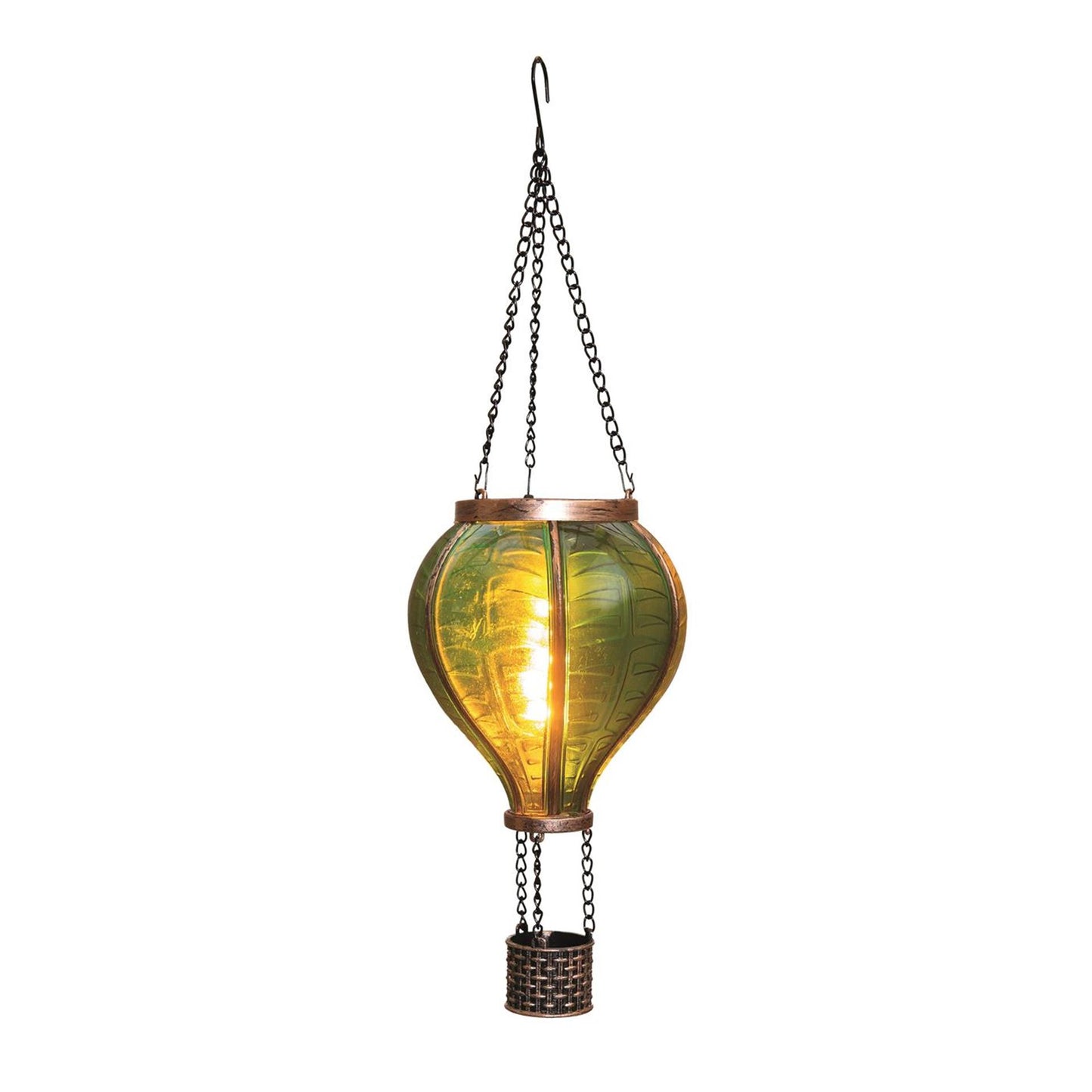 Anna's collection solar luchtballon met vlameffect groen 12led 11x36cm