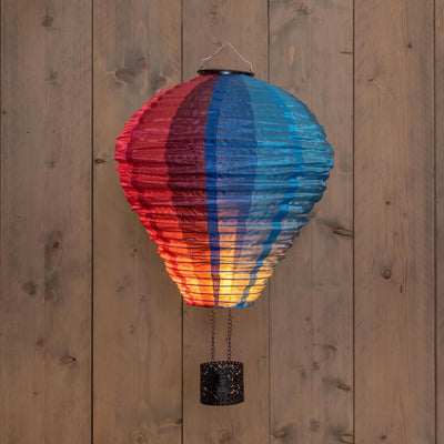 Anna's collection solar luchtballon nylon met vlameffect 22led 29x58cm