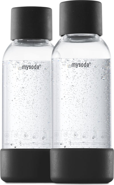 Mysoda - set van 2 herbruikbare flessen van 0.5 liter - black - geschikt voor apparaten