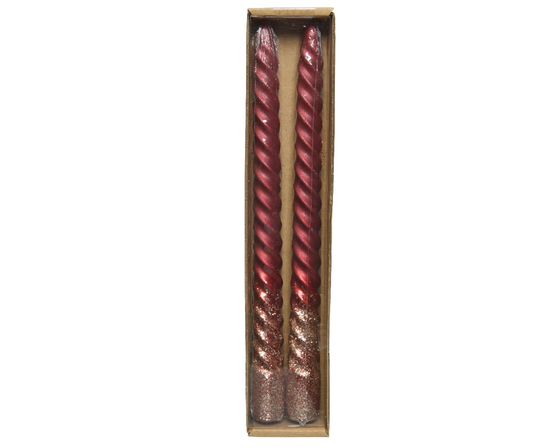 Decoris dinerkaars swirl ossenbloed glitter 25cm 2 stuks