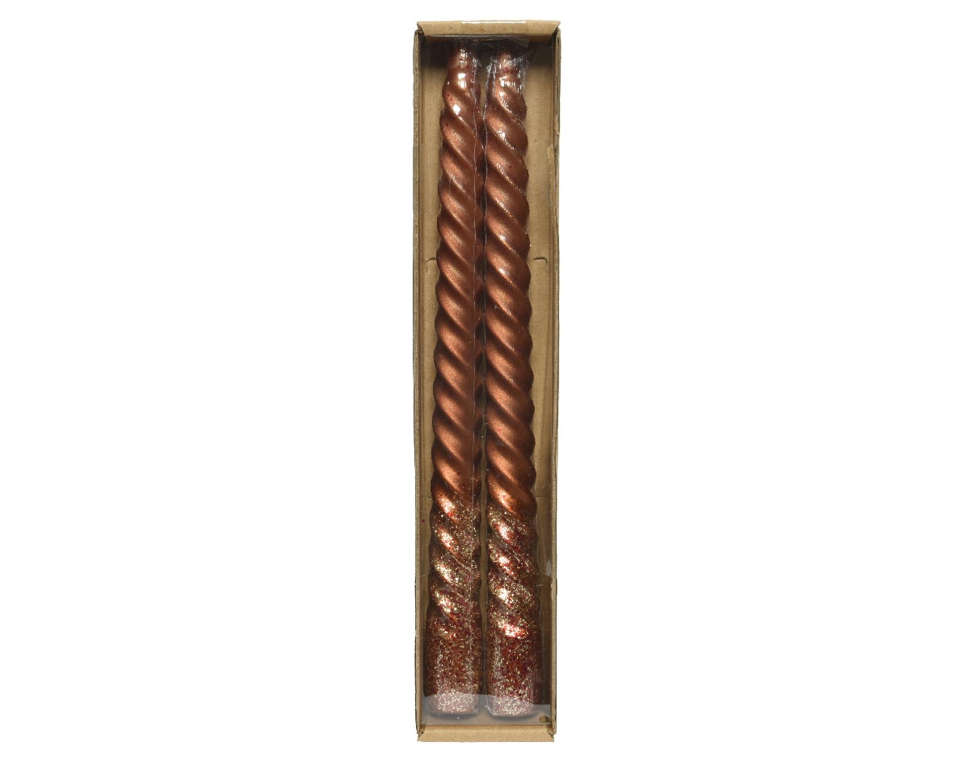 Decoris dinerkaars swirl kaneel glitter 25cm 2 stuks