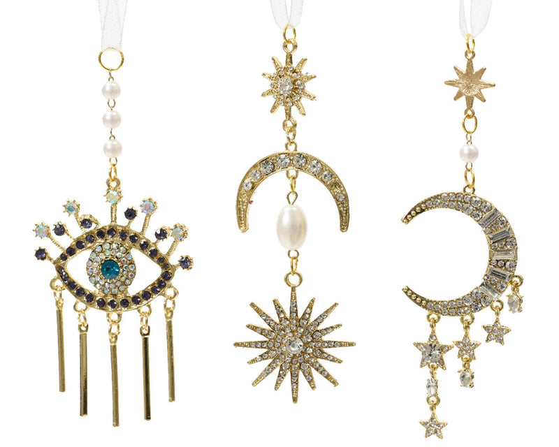 Decoris hangdeco metaal met glitters maan-zon