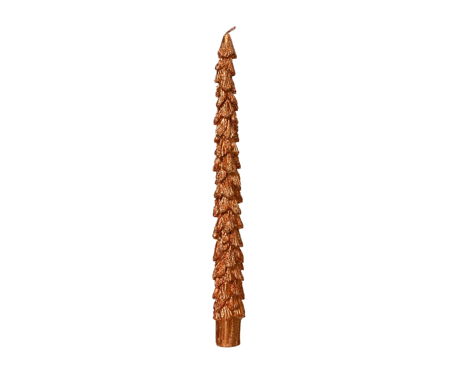 Decoris dinerkaars kerstboom koper 25cm 2-delig