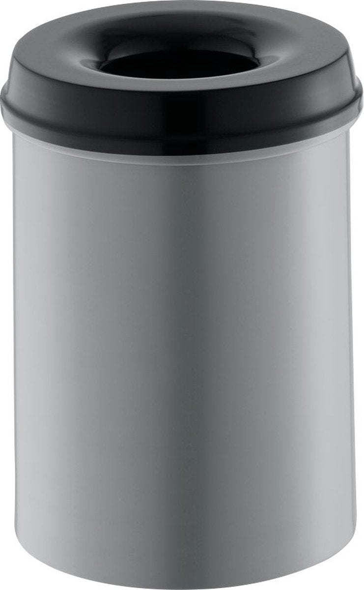 V-part vlamdovende prullenbak papierbak - 15l - aluminium zwart